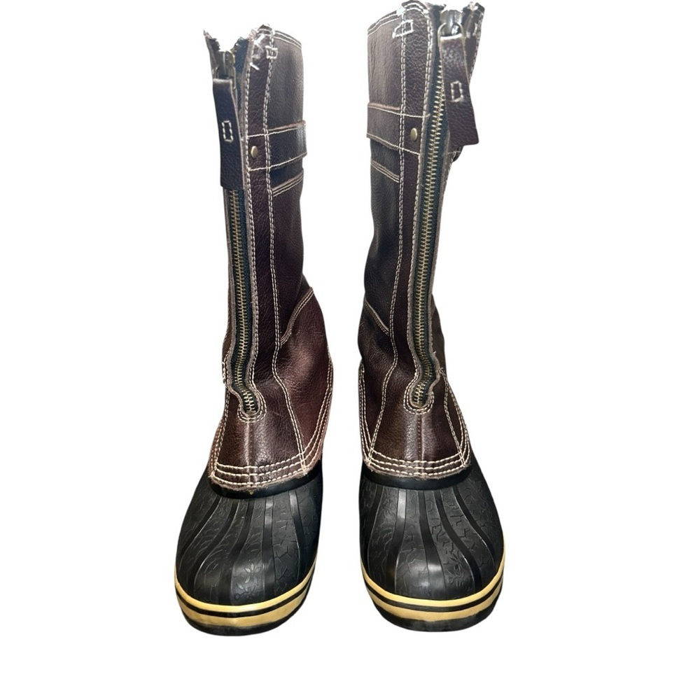 SOREL GRIZZLY BEAR BROWN & BLACK TALL WINTER/ WATERPROOF BOOTS WOMEN'S SIZE 9 - Picture 5 of 13